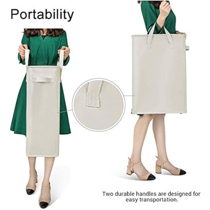 Chrislley Slim Laundry Basket Small Foldable Laundry Hamper Collapsible Washing basket Sturdy Laundry Bin with Handle