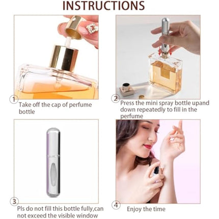 4PCS 5ml Perfume Atomiser Refillable Bottles Portable Mini Spray Travel Bottle Easy to Refill Empty Atomizer Bottle for Purse Handbag Pocket Luggage,Bright Color