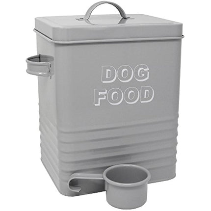 Lesser & Pavey New Sweet Home Dog Food tin with Scoop, Metal, Grey, 18 x 15 x 25 cm