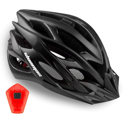 Shinmax Bicycle Helmet with Safety LED Light CE Certified Bike Helmet Adjustable Mountain & Road Cycle Helmet for Men Women Adult Cycling Helmet with Detachable Visor Lightweight MTB Helmet