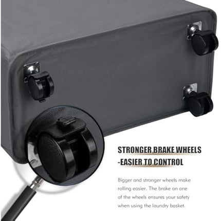 DOKEHOM 25-Inches Slim Laundry Basket on Wheels, Collapsible Rolling Laundry Hamper, Foldable Narrow Corner Clothes Storage Bins (Dark Grey)