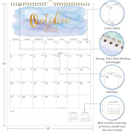 2025-2026 Calendar - Month to View Wall Planner 2025-2026, 18 Months from July 2025 to December 2026, Monthly Calendar with Twin-Wire Binding, Home Family Planner, 42.2 x 29.7 cm