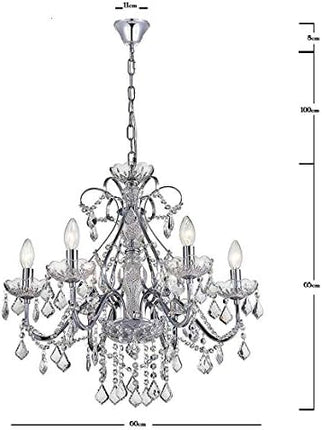 Bestier Modern Chrome Pendant Chandelier Crystal Lighting Ceiling Light Fixture Lamp for Dining Room Bathroom Bedroom Livingroom 6 E14 Bulbs Required D60cm x H65cm
