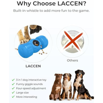 LACCEN Interactive Dog Toy, Rolling Dog Treat Dispenser Slow Feeder, Funny Dog Puzzle Toy, Reduce Boredom Improve IQ, Treat Toys for Boredom Medium Large Dogs (Blue)