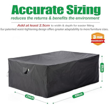 F&J Outdoors Garden Furniture Covers 406x234x89cm Extra Large Outdoor Furniture Covers Waterproof Heavy Duty UV Resistant Tear Resistant Windproof Sectional Sofa Cover Garden Furniture Cover