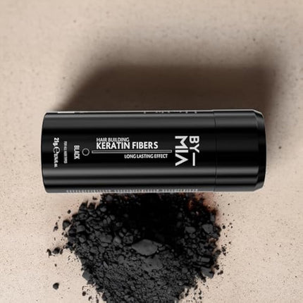 BY MIA Hair Building Keratin Fibers, Black 21g | Hair Fibres for Thinning Hair | Hair Thickener Powder Fiber | Hair loss Concealer for Women & Men