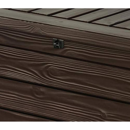 Keter Westwood 570L Outdoor 75% recycled Garden Furniture Storage Box Brown Wood Panel Effect ; Fade Free ; All Weather Resistant ; Safe and Secure ; Zero Maintenance ; 2 year Warranty