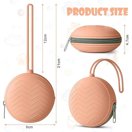 Aolso Dummy Holder Case Set, 2PCS Silicone Soother Pods for Baby, Travel Pacifier Case - Pink/Bean Paste