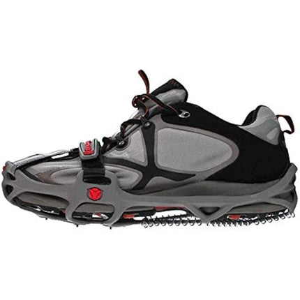 YAKTRAX RUN Ice & Snow Grips For Running Shoes, 3mm Carbide-Steel Spikes & 1.4mm Stainless-Steel Coils, Provides Traction In Ice & Snow, Grey