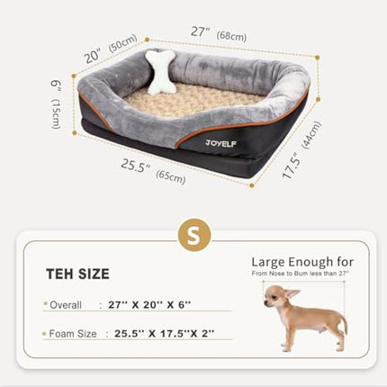 JOYELF Memory Foam Dog Bed Small Orthopedic Dog Bed & Sofa with Removable Washable Cover and Squeaker Toys as Gift