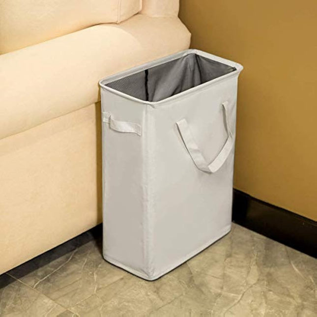 Chrislley Slim Laundry Basket Small Foldable Laundry Hamper Collapsible Washing basket Sturdy Laundry Bin with Handle