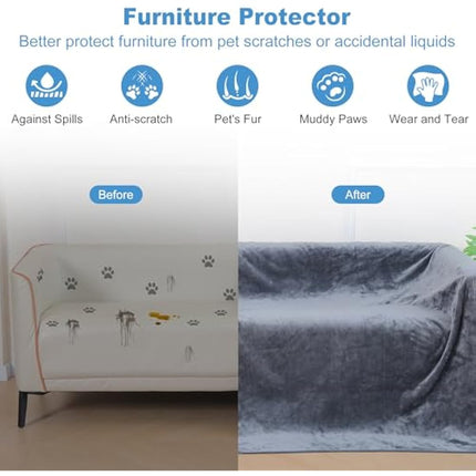 HezzLuv Waterproof Dog Blanket 203 x 229 cm, Washable Flannel Pet Blanket for Sofa Bed Cover, Anti-slip Warm Pet Throw, Fluffy & Soft, Leak-Proof, Furniture Protector for Small to Large Dogs and Cats