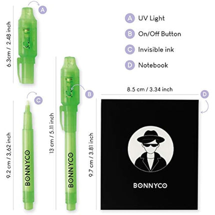 BONNYCO Invisible Ink Pen and Notebook Pack of 32 Party Bag Fillers for Kids, Party Favours Boys and Girls, Pinata Toys, Birthday Stocking Fillers Kids, Classroom Prizes for School, Children Gifts