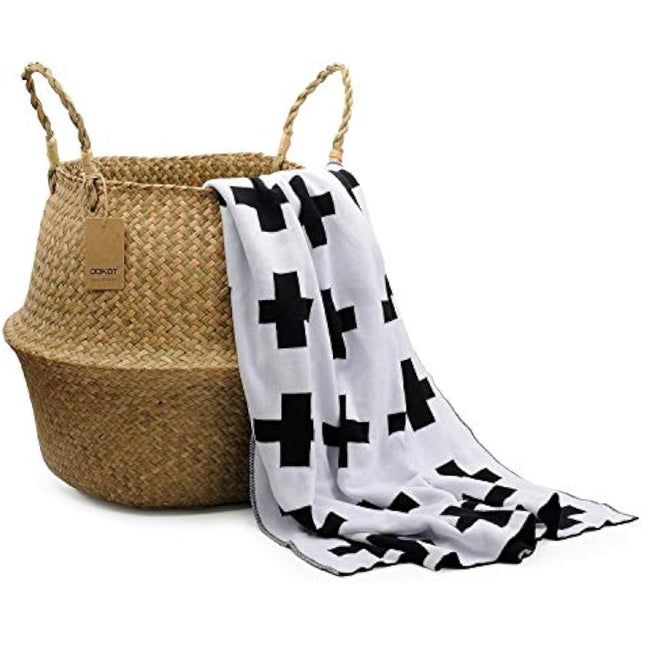 DOKOT Natural Seagrass Belly Basket Laundry Basket Large Storage Basket Indoor Plants