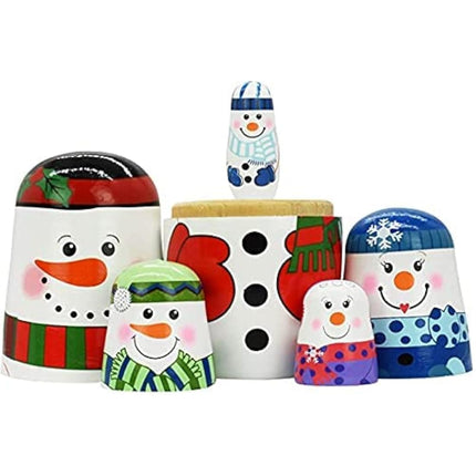 HYCLES Nesting Dolls for Kids for Kids Xmas Gifts Matryoshka for Boys Girls Wooden Toys Snowman