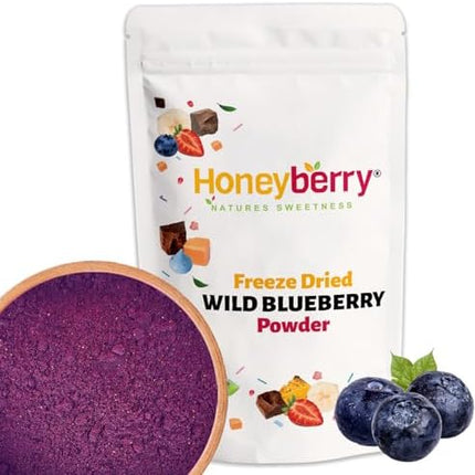 Freeze Dried Wild Blueberry Powder 500g - 100% Natural and Pure Ground Blueberries - Superfood Fruit Powder for Baking, Yoghurt, Smoothie, Cocktails - Dehydrated Freeze Dried Fruit Powder