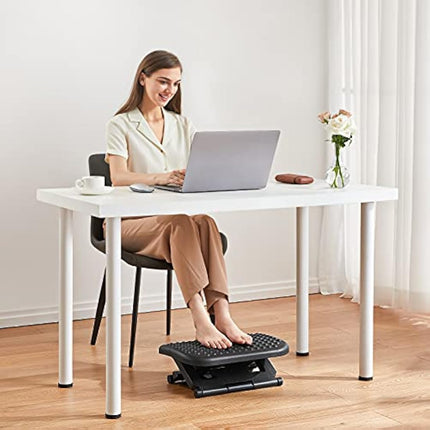 HUANUO Adjustable Under Desk Footrest, Foot Rest for Under Desk at Work with Massage, Foot Stool with 3 Height Position & 30 Degree Tilt Angle Adjustment for Home, Office