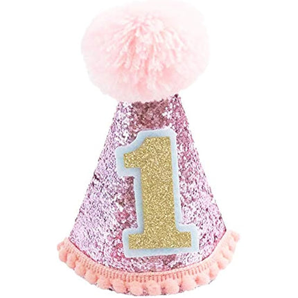 BIPY Dog 1st Birthday Hat Bandanas Set for Girls Small Medium Pets Pink Headdress Costumes Grooming Supplies for Party Celebration Decoration