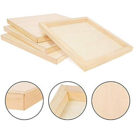 Belle Vous Unfinished Wooden Canvas Painting Boards (4 Pack) - 30 x 30cm / 12 x 12 Inches - Natural Basswood Panel - Mixed Media Cradle Panels for Encaustic Art, Paint Pouring & Crafts