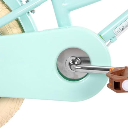 STITCH 18 Inch Kids Bike with Basket & Training Wheels for 3-8 Years Old Girls & Boys (Green & Pink)