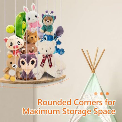 Stuffed Animal Storage, Corner Soft Toy Storage, Wood Toy Shelves for Kids Bedroom, Toddler Play Room, Plush Toy, Wooden Plushies Organizer for Teddy