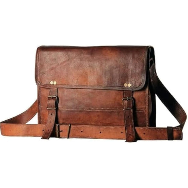 ALASKA EXPORTS Laptop Messenger Bags With Adjustable Strap Vintage Leather Computer Bag | Office Satchel | Business Satchels | Shoulder Bags (14 X 10 X 4 INCH )