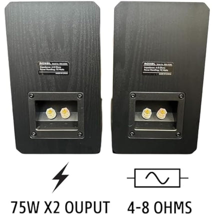 Roxel RBS-300 Passive Bookshelf Speaker, Black Wood Effect Cabinet with 4 inch Enhanced Carbon Fibre Woofer, 1 Inch Silk Dome Tweeter, Detailed and Refined Sound150W RMS (Black Wood)