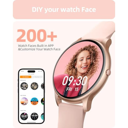 Parsonver Smart Watch Answer/Make Call, Fitness Watch for Women, Smartwatch IP68 Waterproof, 100+ Sport Modes, Heart Rate/Sleep Monitor, Fitness Tracker for Android iOS, Rose Gold, SPROD1