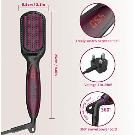 Hair Straighteners Brush for Women, 30s Quick Heating Hair Straightening Brushes Gifts to Her Heated Hair Straighener Comb for Self Styling 250°F-450°F Anti Scald