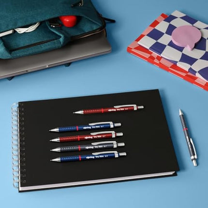 rOtring Tikky Retro Mechanical Pencils | 2B 0.5 mm | Red Barrels | with Comfort Rippled Grip | 12 Count