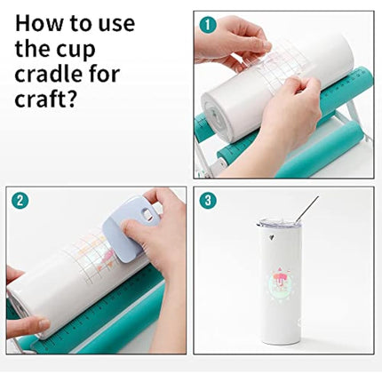 PYD Life Cup Tumbler Cradle Holder for Crafting Vinyl Application Mint Green with Foam Measurements 3 Adjustable Width for Tumblers Cups Mugs Bottles Epoxy Crafts