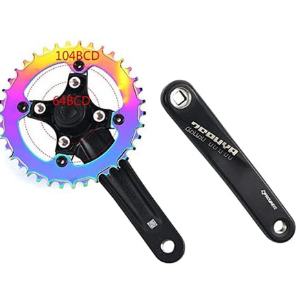 splumzerUK STOCK Road Bike Crank, Mountain Bike 170mm Square Crankset with 104 BCD 32/34/36/38T Chainring, Aluminum Alloy MTB Crank Narrow Wide CNC