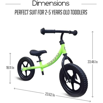 Banana Bike Balance Bikes for Kids Ages 1-5 - 29 cm Toddler Bikes with 12 Inch Wheels - Lightweight Baby Balance Bike for Boys and Girls - Easy to Ride First Bicycle for Outdoor Fun and Learning