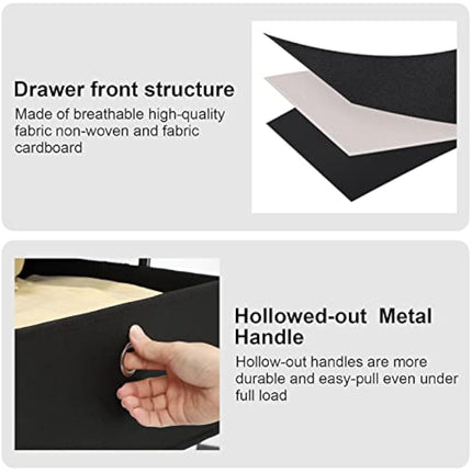 LIANTRAL Fabric Chest of Drawers, 4 Drawers Storage Organizer Unit with Steel Frame, Large Capacity Dresser Drawers for Bedroom, Dorm, Hallway, Black