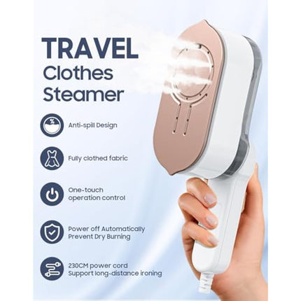 Travel Iron Portable Clothes Steamer - Upgraded 2 in 1 Steam Handheld Clothing Wrinkles Remover for Garments, 4 Steam Levels, 10S Fast Heat-up, 150ML Water Tank, LCD Screen Iron for Home,Office,Travel