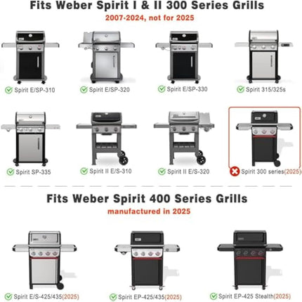 Onlyfire Stainless Steel Rectangle Griddle Plancha with Handles and Grease Hole for Weber Spirit I & II 300 Series Gas Grills, Spirit 400 Series Gas Grills, Replacement Parts for Weber 6787