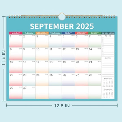 Calendar 2025-2026 - Wall Calendar 2025-2026 with Thick Paper, 2025-2026 Calendar, July 2025 - December 2026, calendar month to view, Twin-Wire Binding Hanging Hook Large Mixed Color Ruled Blocks
