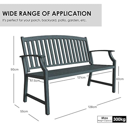 Grand patio Outdoor Bench, Garden Bench with Anti-Rust Aluminum Steel Metal Frame, Choice of Colours, Suitable for Indoor, Outdoor, Patio, Park (Gray Blue)