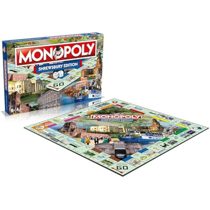 Winning Moves Shrewsbury Town Monopoly Board Game, Advance to Concord College, Shrewsbury Castle and Theatre Severn and trade your way to success, 2–6 players makes a great gift for ages 8 plus