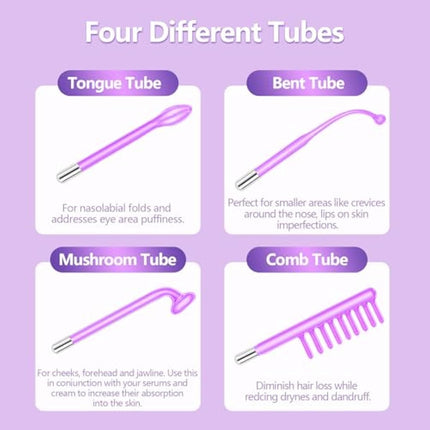 High F-requency Wand, iklestar Handheld High F-requency Facial Machine for Hair Growth, Skin Tightening Kit with 4 Violet Tubes, Professional Face Beauty Device for Skin Care Home Salon Use