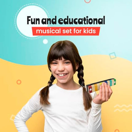 Stoie's Wooden Kids Musical Instruments for 1-5 years old, Baby Percussion Toys with Xylophone, Maracas, Tambourine, Durable, Safe to Play, Clear Sound, Bright Rainbow Colors, with a Storage Backpack