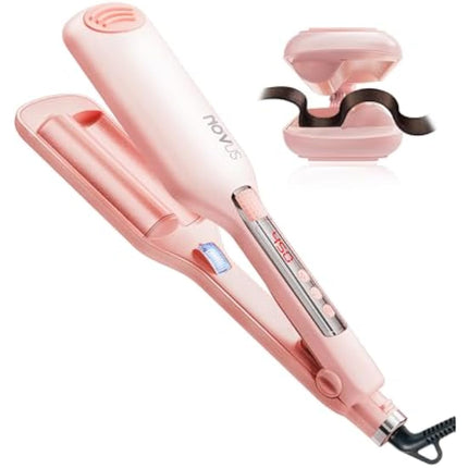 Wave Curling Iron Anti-Scald Hair Waver, 2 Barrel Ionic Wavy Hair Crimper for Women, 1.1in/28MM Rapid Heating Curling Wand, Curling Iron Culer with Wide Deep Waves