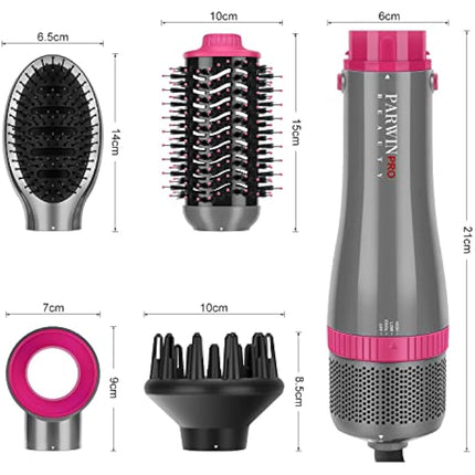4 in 1 Hair Dryer Brush Set, Multi Air Styler with 4 Attachments as Hairdryer, Hot Air Brush, Hair Diffuser, Hot Brush for Hair Styling, Ionic Care Frizz-Free, Gray