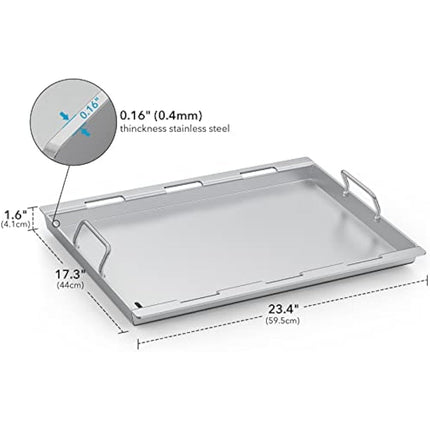 Onlyfire Stainless Steel Rectangle Griddle Plancha with Handles and Grease Hole for Weber Spirit I & II 300 Series Gas Grills, Spirit 400 Series Gas Grills, Replacement Parts for Weber 6787