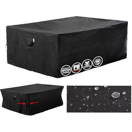 F&J Outdoors Garden Furniture Covers Heavy Duty UV Resistant Tear Resistant Patio Table Cover Waterproof Windproof Sectional Sofa Large Outdoor Furniture Cover, Black, 320x211x84cm