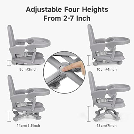 YOLEO Yoleo Portable High Chair for Babies and Toddlers, Baby Booster Seat for Dining Chair, 6 Months to 3 Years, 15 kg, Height Adjustable, with Removable Tray Grey, 1.0 Count