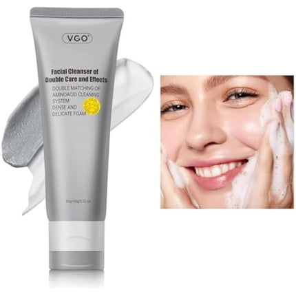 VGO Face Cleanser, Face Wash of Double Care and Effects, Cleansing Mud Mask & Amino Acid Cleansing Double Tube in 1 Facial Cleanser for All Skin Types (100g)