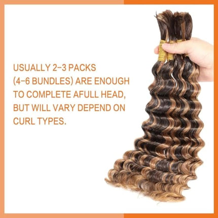 Bulk Human Braiding Hair Deep Wave Human Hair for Braiding Micro Braiding Hair Human Hair 100% Unprocessed Brazilian No Weft Human Hair 20 Inch (100g,4/27)