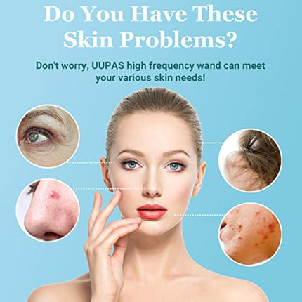 High Frequency Wand - UUPAS High Frequency Facial Wand with 6 Different Neon Tubes for Face/Hair/Body - Home Use Skin Tightening Machine Device for Acne Firming Skin Rejuvenation Wrinkle Removal