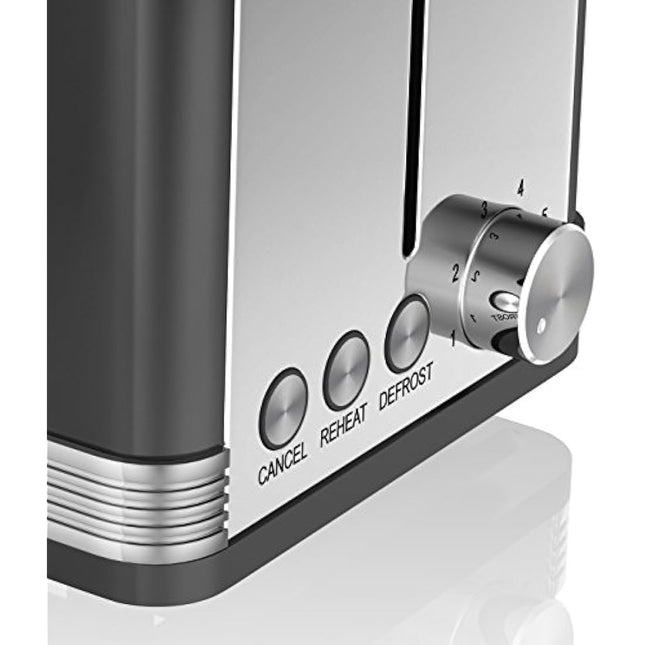 Swan ST19010BN Toaster, Stainless Steel, 815 W, Black